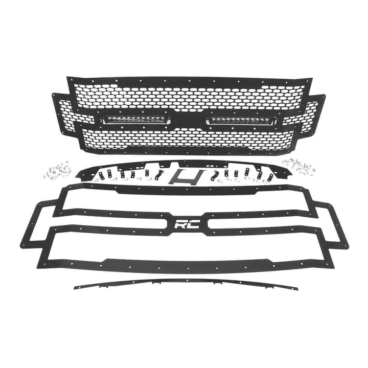 Super Duty Ford Mesh Grill with Dual 12in Black Series LED Light Bar