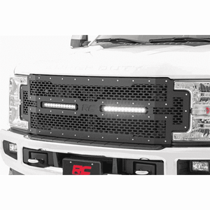 Super Duty Ford Mesh Grill with Dual 12in Black Series LED Light Bar