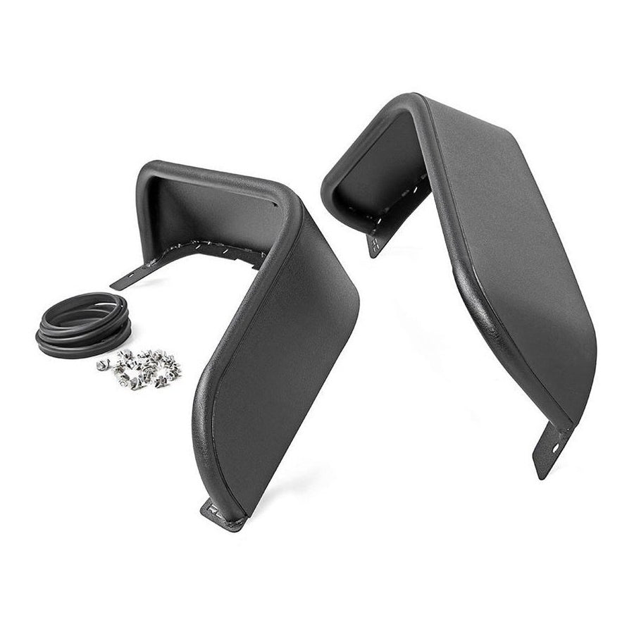 Hooke Road Steel Flat Fender Flares For Jeep Wrangler JK (2007-2018) - Front & Rear, Textured Black